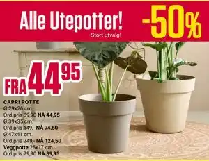 Europris Alle Utepotter!CAPRI POTTE tilbud