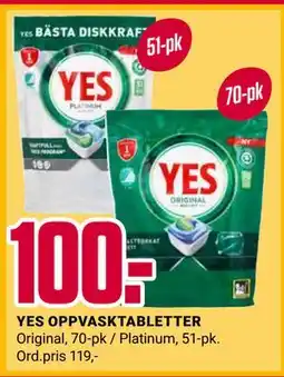 Europris YES OPPVASKTABLETTER tilbud