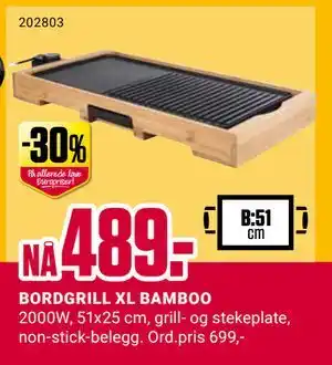 Europris BORDGRILL XL BAMBOO tilbud