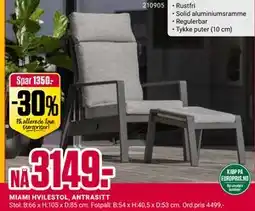 Europris MIAMI HVILESTOL, ANTRASITT tilbud
