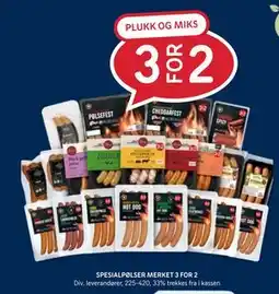 Rema 1000 SPESIALPØLSER MERKET 3 FOR 2 tilbud