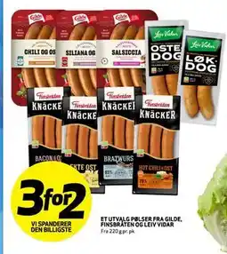 Bunnpris ET UTVALG PØLSER FRA GILDE, FINSBRATEN OG LEIV VIDAR tilbud