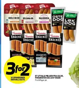 Bunnpris ET UTVALG PØLSER FRA GILDE, FINSBRATEN OG LEIV VIDAR tilbud
