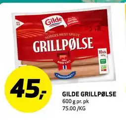 Bunnpris GILDE GRILLPØLSE tilbud