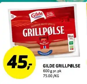 Bunnpris GILDE GRILLPØLSE tilbud
