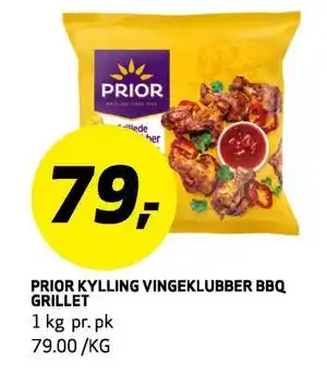 Bunnpris PRIOR KYLLING VINGEKLUBBER BBQ GRILLET tilbud