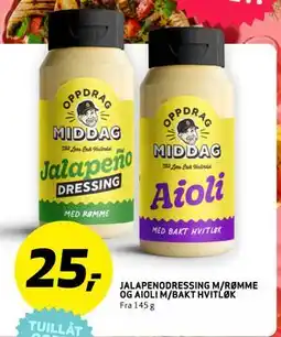 Bunnpris JALAPENODRESSING M/RØMME OG AIOLI M/BAKT HVITLØK tilbud
