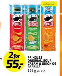 Bunnpris PRINGLES ORIGINAL, SOUR CREAM & ONION OG PAPRIKA tilbud
