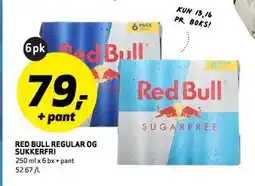 Bunnpris RED BULL REGULAR OG SUKKERFRI tilbud