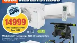 Obs Bygg Mill Calm WiFi varmepumpe 3800 W, ferdig montert tilbud