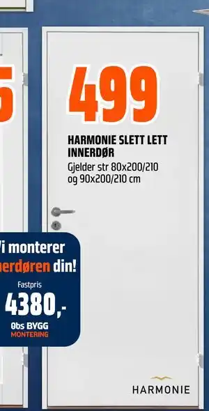 Obs Bygg HARMONIE SLETT LETT INNERDØR tilbud
