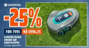 Obs Bygg GARDENA SILENO MINIMO 380 ROBOTKLIPPER tilbud