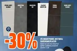 Obs Bygg 30% PÅ SMARTPANEL WETWALL BADEROMSPLATER tilbud