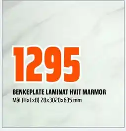 Obs Bygg BENKEPLATE LAMINAT HVIT MARMOR tilbud