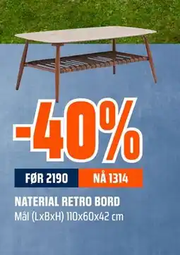 Obs Bygg NATERIAL RETRO BORD tilbud