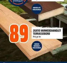 Obs Bygg 26X115 VARMEBEHANDLET TERRASSEBORD tilbud