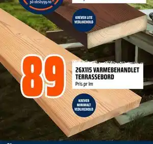 Obs Bygg 26X115 VARMEBEHANDLET TERRASSEBORD tilbud