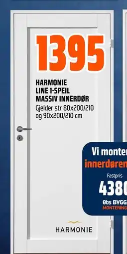 Obs Bygg HARMONIE LINE 1-SPEIL MASSIV INNERDØR tilbud