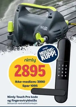 Obs Bygg Nimly Touch Pro kode og fingeravtrykkslås tilbud