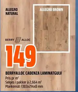 Obs Bygg BERRYALLOC CADENZA LAMINATGULV tilbud