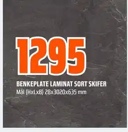 Obs Bygg BENKEPLATE LAMINAT SORT SKIFER tilbud