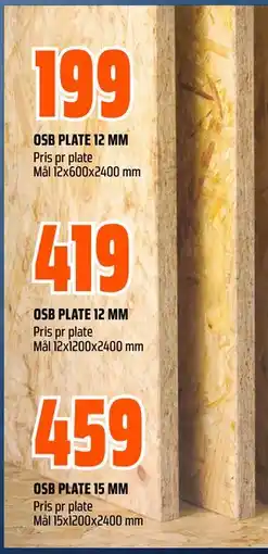 Obs Bygg OSB PLATE 12 MM tilbud