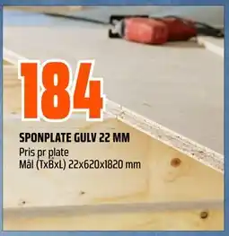 Obs Bygg SPONPLATE GULV 22 MM tilbud