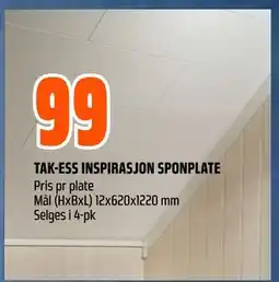 Obs Bygg TAK-ESS INSPIRASJON SPONPLATE tilbud