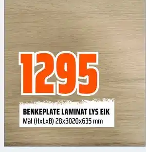 Obs Bygg BENKEPLATE LAMINAT LYS EIK tilbud