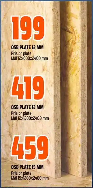Obs Bygg OSB PLATE 15 MM tilbud