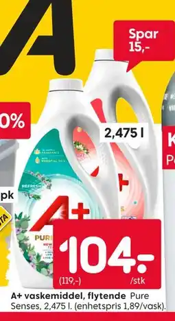 Rusta A+ vaskemiddel, flytende tilbud
