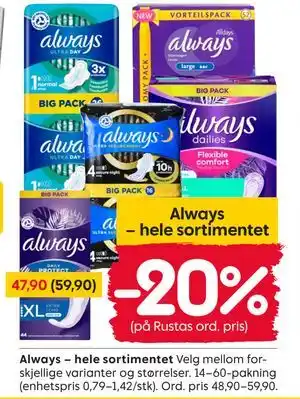 Rusta Always hele sortimentet tilbud