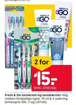 Rusta Fresh & Go tannkrem og tannbørster tilbud