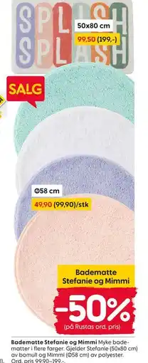 Rusta Badematte Stefanie og Mimmi tilbud
