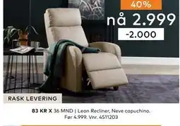 Skeidar Leon Recliner, Neve capuchino tilbud
