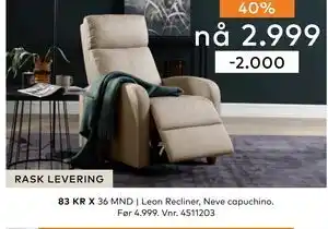Skeidar Leon Recliner, Neve capuchino tilbud