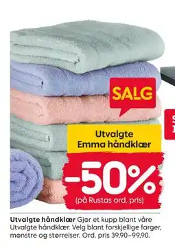 Rusta Utvalgte håndklær tilbud