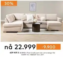 Skeidar Pixel U-sofa tilbud