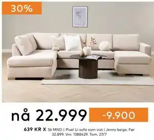 Skeidar Pixel U-sofa tilbud