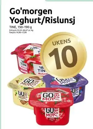 Joker Go'morgen Yoghurt/Rislunsj tilbud