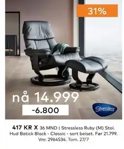 Skeidar Stressless Ruby (M) Stol tilbud