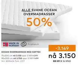 Skeidar ALLE SVANE OCEAN OVERMADRASSER tilbud