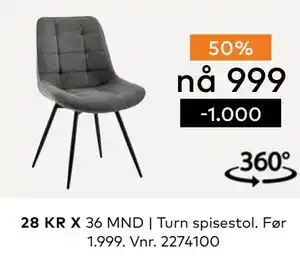 Skeidar Turn spisestol tilbud