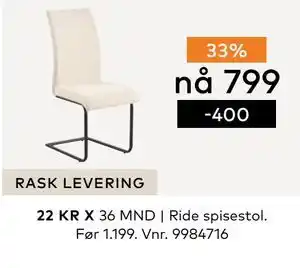 Skeidar Ride spisestol tilbud