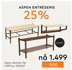 Skeidar Aspen skohylle tilbud