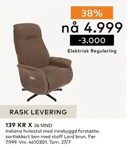 Skeidar Indiana hvilestol tilbud