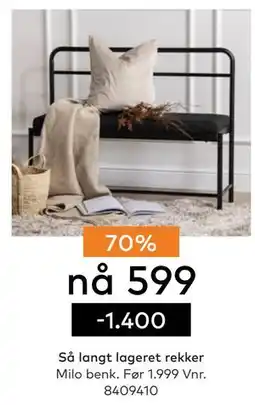 Skeidar Milo benk tilbud