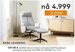 Skeidar Brian hvilestol med krakk tilbud