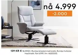 Skeidar Rumba lenestol med krakk, Rumba hvilestol med krakk tilbud