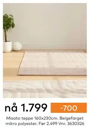 Skeidar Misato teppe tilbud